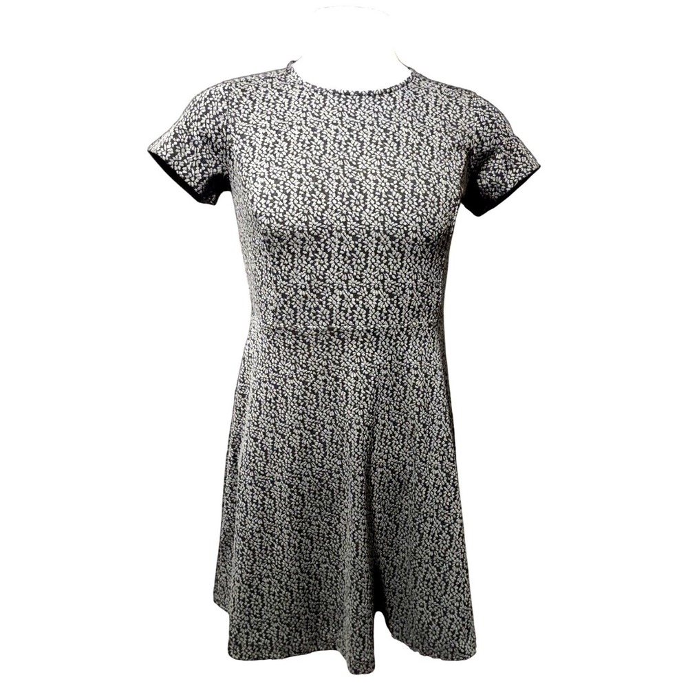 Mini Dress LOFT Outlet Black Gray Floral Size 6 Womens Cottage Core Norm‎ Core